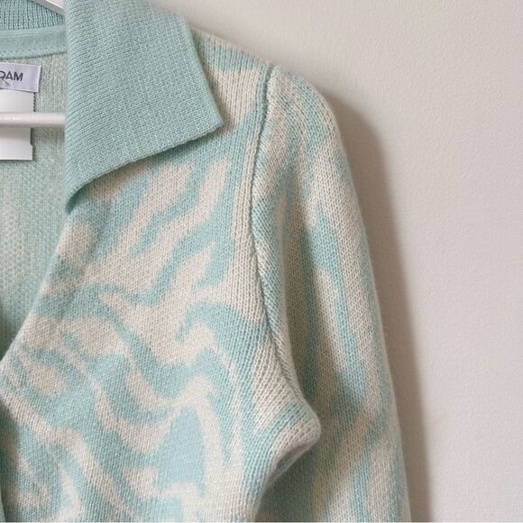 NAADAM Wool Cashmere Blend Cropped Cardigan Sweater in Sea Foam Size Small - Picture 3 of 5